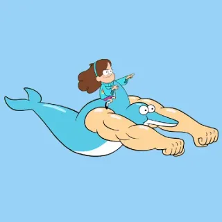 🐬 Mabel Pines Gravity Falls Mabel, Gravity Falls, dolphin, cartoon, funny, muscle telegram sticker