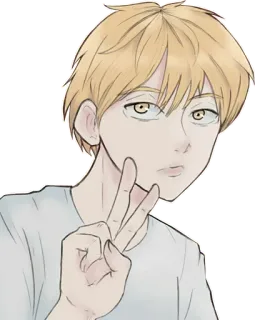 👀 Anime, Manga, Ragazzo, Pace, Personaggio, Illustrazione, Arte digitale telegram sticker