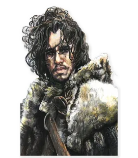 😠 Jon Snow Game of Thrones personagem, fantasia, inverno, neve, senhor whatsapp sticker