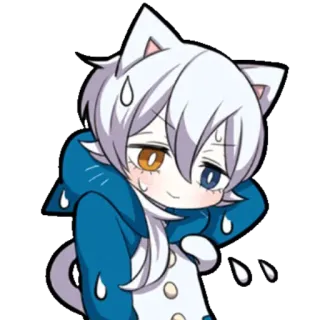 😰 anime, cat, cute, chibi, sweat, kawaii, character telegram sticker