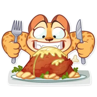 🍗 kartun, hewan, makanan, lapar, makan, makan malam, ayam telegram sticker
