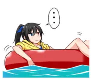 🌊 Anime, Ragazza, Ciambella gonfiabile, Nuoto, Acqua, Piscina, Cartone animato whatsapp sticker