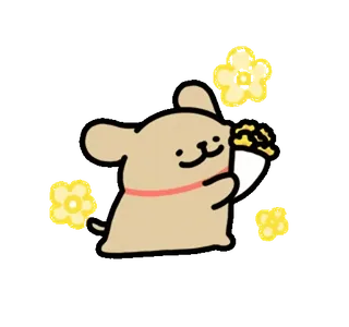 🦮 chien, fleurs, mignon, chiot, animal telegram sticker