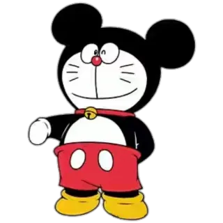 🐭 mickey mouse, doraemon, cartoon, hybrid, mashup whatsapp sticker