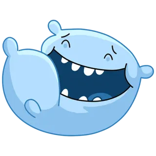 😂 bantal, tidur, lucu, kartun, biru, karakter whatsapp sticker