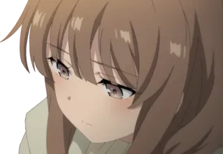 😳 Anime, Mädchen, Süß, Traurig, Braune Haare telegram sticker