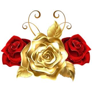 🌖 rose, golden, red, flower, floral, decoration telegram sticker