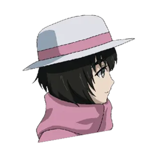 🙂 Аниме, Девушка, Шляпа, Шарф, Портрет telegram sticker