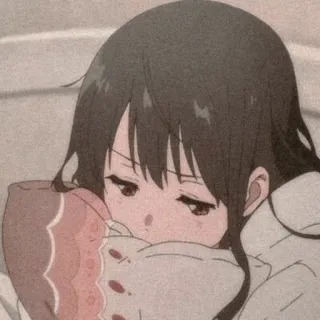 ☹️ อนิเมะ, ผู้หญิง, เศร้า, น่ารัก, การ์ตูน telegram sticker