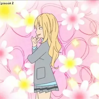 🎻 episode 2 アニメ, 女の子, 花, アニメーション telegram sticker