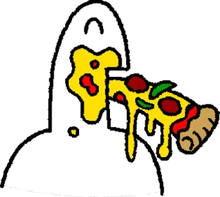 🍕 fantasma, pizza, cibo, cartoni animati, divertente, mangiare telegram sticker