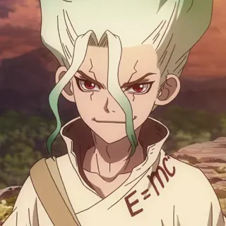 ⛰ Senku Ishigami Dr. Stone E=mc² anime, Dr. Stone, Senku Ishigami, science, equations telegram sticker