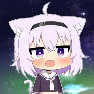 😮 Nekomata Okayu Anime, Catgirl, Vtuber, Nekomata Okayu, Hololive telegram sticker