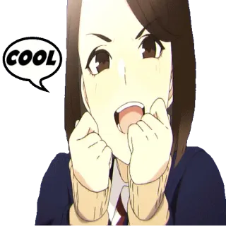 🆒 COOL anime girl, cool, speech bubble, excited, cute telegram sticker
