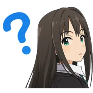 ❓ anime, garota, pergunta, pensando, curiosa whatsapp sticker