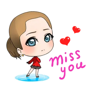 😢 Miss you Kartun, Gadis, Sedih, Kangen, Cinta, Lucu whatsapp sticker
