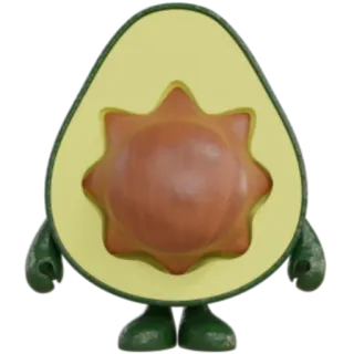 🥑 อะโวคาโด, ผลไม้, การ์ตูน, ตัวการ์ตูน telegram sticker