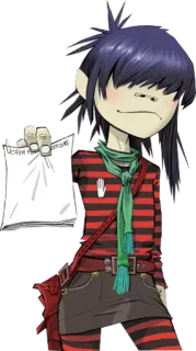 😏 Noodle UCASH FOR PETITIONS Desenho animado, Gorillaz, Banda de música, Rock alternativo, Arte digital, Garota telegram sticker