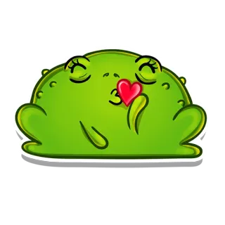 😘 カエル, キス, 愛, 漫画, 可愛い, ハート, 絵文字 telegram sticker