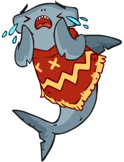 😭 cartoon, shark, crying, sad, emotion, poncho telegram sticker