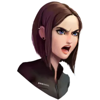 😡 SAMSUNG мультфильм, Samsung, девушка, персонаж, злой, выражение telegram sticker