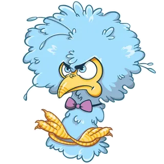 😠 Vogel, Cartoon, wütend, Geflügel, blau, lila telegram sticker