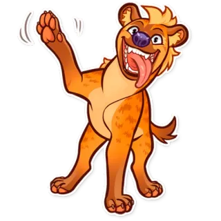 👋 鬣狗, 动物, 卡通, 微笑, 挥手 telegram sticker