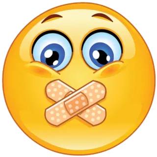 😶 emoji, silence, mouth, bandaid, face whatsapp sticker