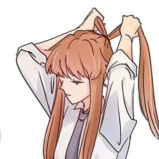 🍂 anime, mujer, pelo, cola de caballo, chica, femenino telegram sticker