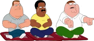 😃 Peter Griffin, Cleveland Brown, Joe Swanson Family Guy 恶搞之家, 彼得·格里芬, 克利夫兰·布朗, 乔·斯万森, 冥想, 卡通 telegram sticker