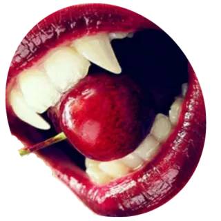 💋 cherry, mouth, lips, vampire, teeth, red telegram sticker