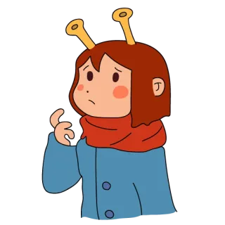 🤔 personnage, fille, dessin animé, illustration, autocollant whatsapp sticker