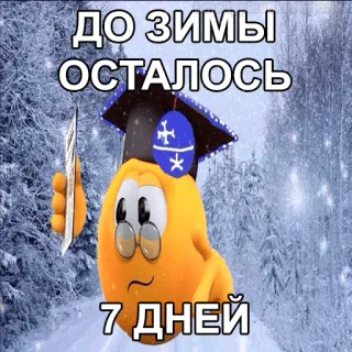😱 ДО ЗИМЫ ОСТАЛОСЬ 7 ДНЕЙ hiver, neige, jours, compte à rebours, emoji, drôle telegram sticker