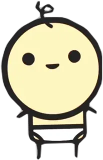 🙂 Dessin animé, Bébé, Mignon, Simple, Couche, Nourrisson whatsapp sticker