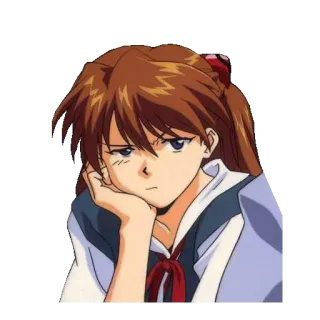 😒 Asuka Langley Soryu Neon Genesis Evangelion Anime, Charakter, Cartoon, Traurig, Ernst whatsapp sticker