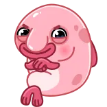 😈 ブロブフィッシュ, 魚, ピンク, 漫画, 可愛い, 動物 telegram sticker
