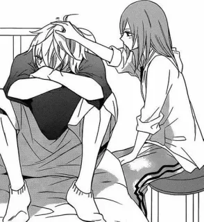 🖤 Anime, Manga, Triste, Conforto, Coppia, Illustrazione telegram sticker