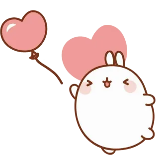💓 cute, molang, kawaii, rabbit, balloon, heart telegram sticker