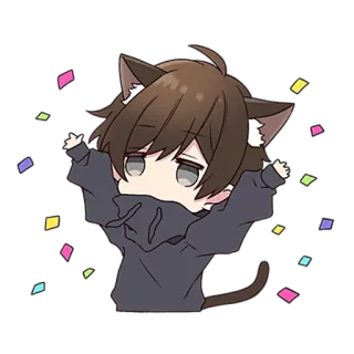🎉 Аниме, Кэтбой, Милый, Каваий, Конфетти, Стикер telegram sticker