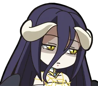 😒 Albedo Overlord anime, manga, demon, horns, character, fanart telegram sticker