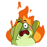 😱 การ์ตูน, กบ, นิ้วกลาง, หยาบคาย, ไฟ, เก่า telegram sticker