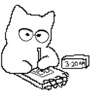 👓 3:20 AM cat, glasses, typing, computer, time, late night telegram sticker