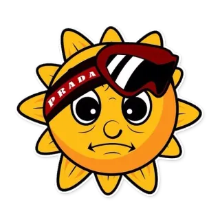 😟 태양, 선글라스, 프라다, 만화, 귀여운, 노란색 telegram sticker