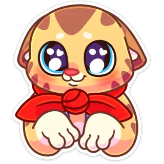 🥺 gato, gatito, lindo, kawaii, mascota, animal, lazo rojo telegram sticker