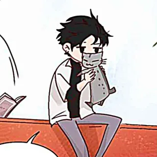 🐈‍⬛️ cartoon, anime, sticker, illustratie, man, kat telegram sticker