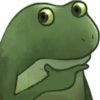 😏 frog, thinking, pondering, green, meme telegram sticker