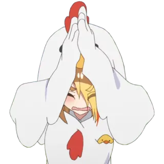 🙏 курица, костюм, аниме, милый, смешной telegram sticker
