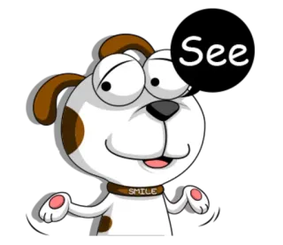 😐 See chien, dessin animé, animal, mignon, sourire, expression telegram sticker