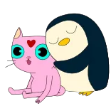 🐧 Gunter Adventure Time cartoon, penguin, ice king, hug, cat, love, animation telegram sticker