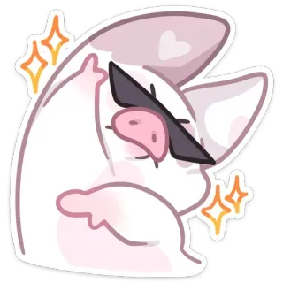 😎 돼지, 만화, 선글라스, 가운데 손가락, 불쾌한, 스티커, 반짝이 whatsapp sticker